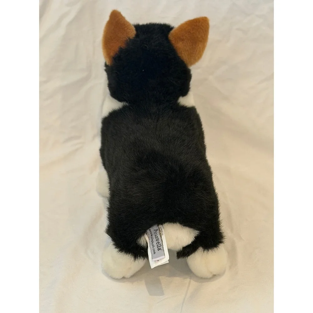 Auswella Plush Tri-Color Corgi Dog Standing Stuffed Animal Black White Tan 14